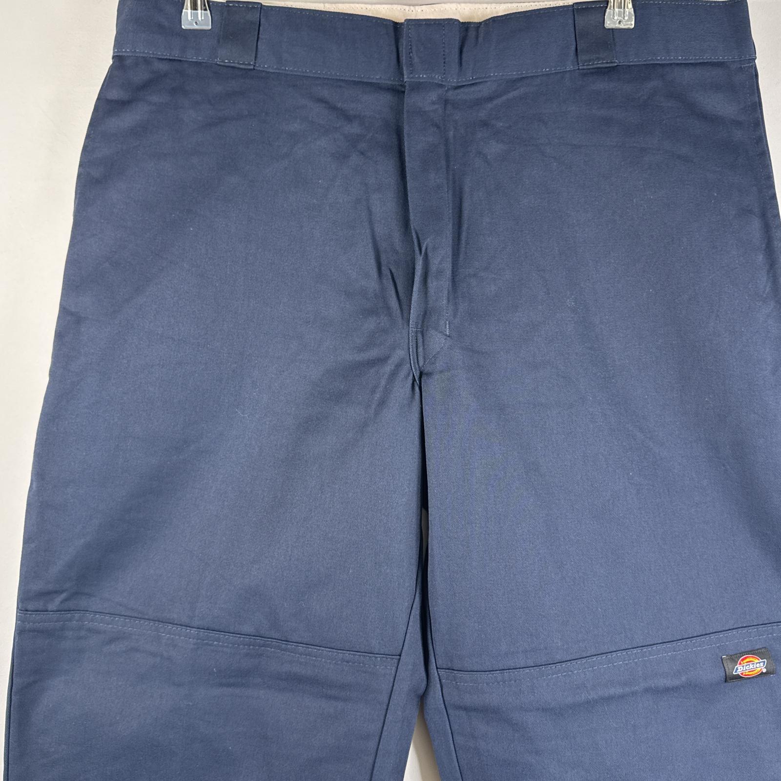 古着 ディッキーズ Dickies ワークパンツ 作業着 ワンポイント ロゴ ストレート ダブルニー 大きいサイズ w40 L30 ネイビー メンズ 【中古】