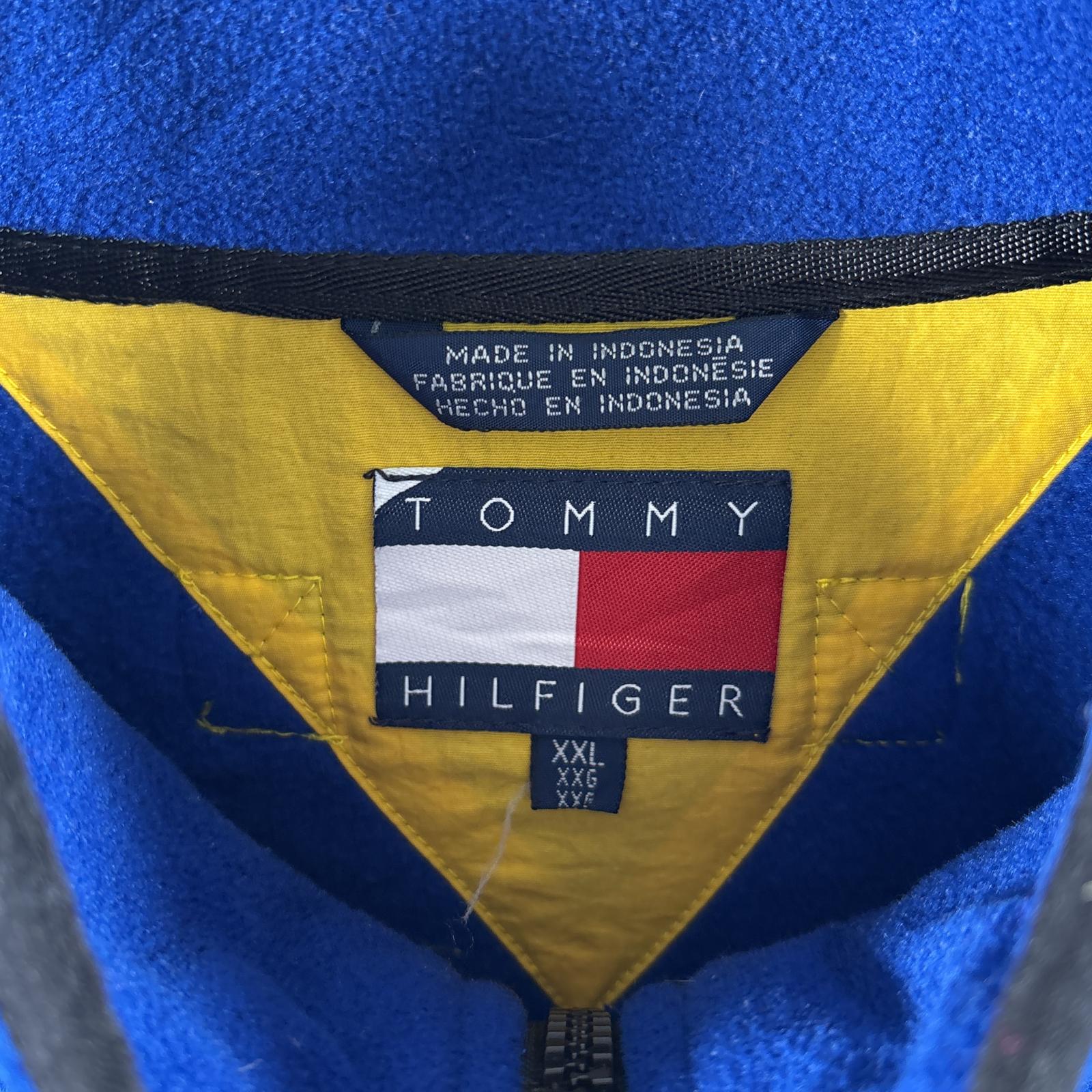 古着 90's/90年代 トミーヒルフィガー TOMMY HILFIGER フリースジャケット フルジップ 大きいサイズ ワンポイントロゴ XXL ブルー メンズ 【中古】