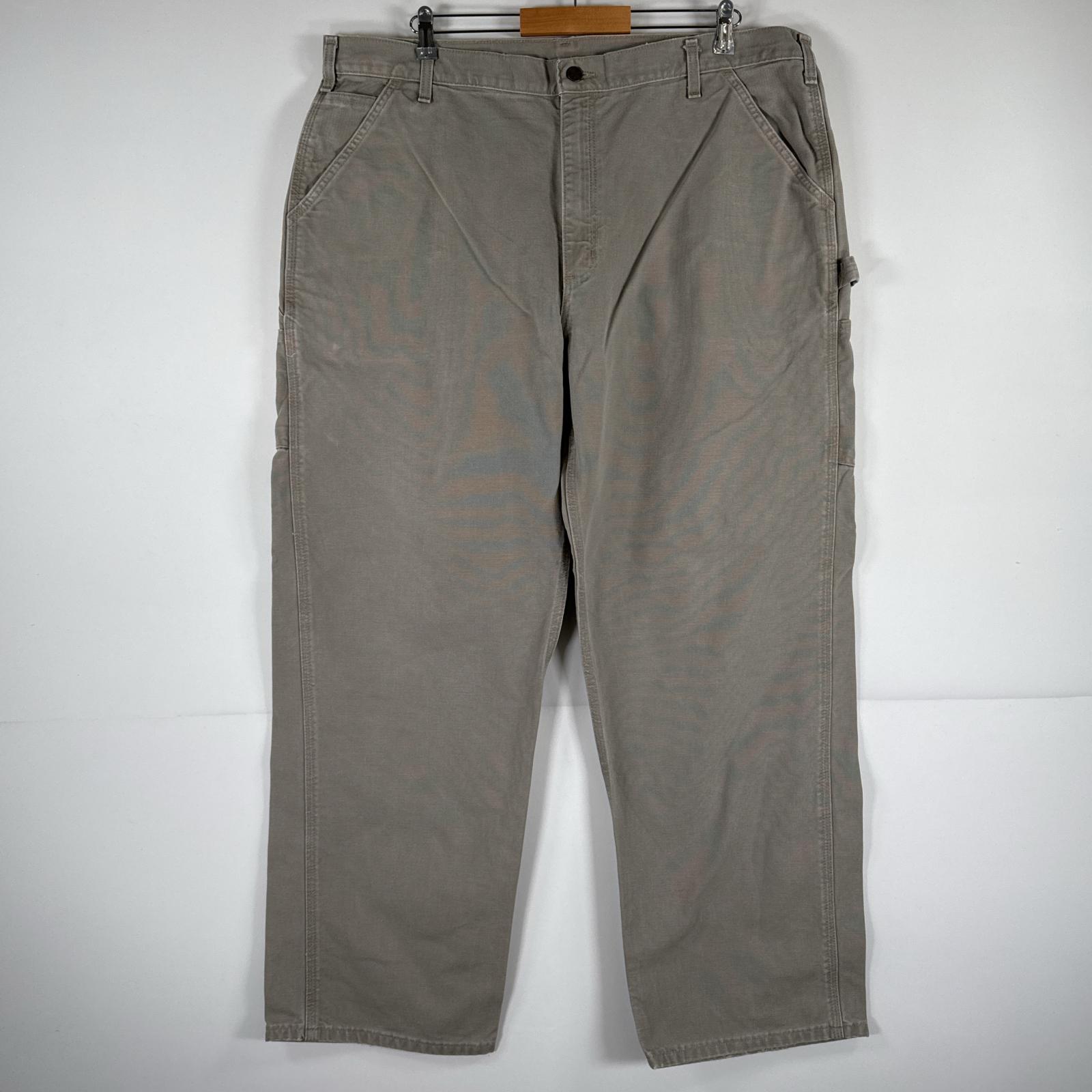 古着 カーハート Carhartt ワークパンツ ダック ペインターパンツ 作業着 ワンポイント ロゴ 大きいサイズ w42 L32 ベージュ メンズ 【中古】