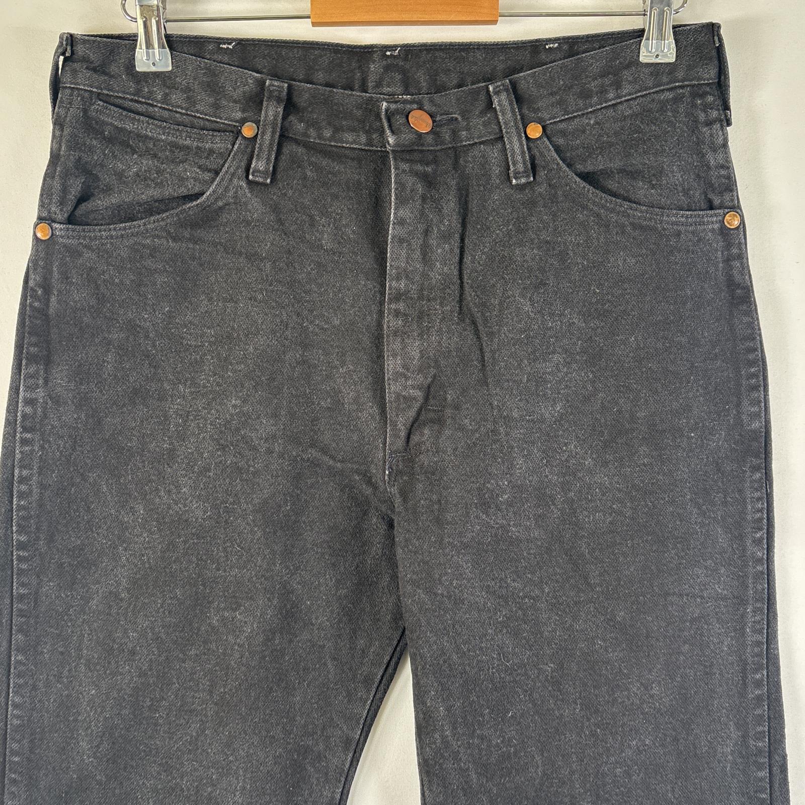 古着 ラングラー Wrangler USA製 デニムパンツ ワンポイントロゴ ブラックデニム ストレート コインポケット ロング w33 L34 ブラック メンズ 【中古】