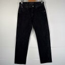 古着 ラングラー Wrangler デニムパンツ ワンポイントロゴ ブラックデニム テーパード コインポケット 3 ジップアップ w30 L30 ブラック メンズ 【中古】(4)