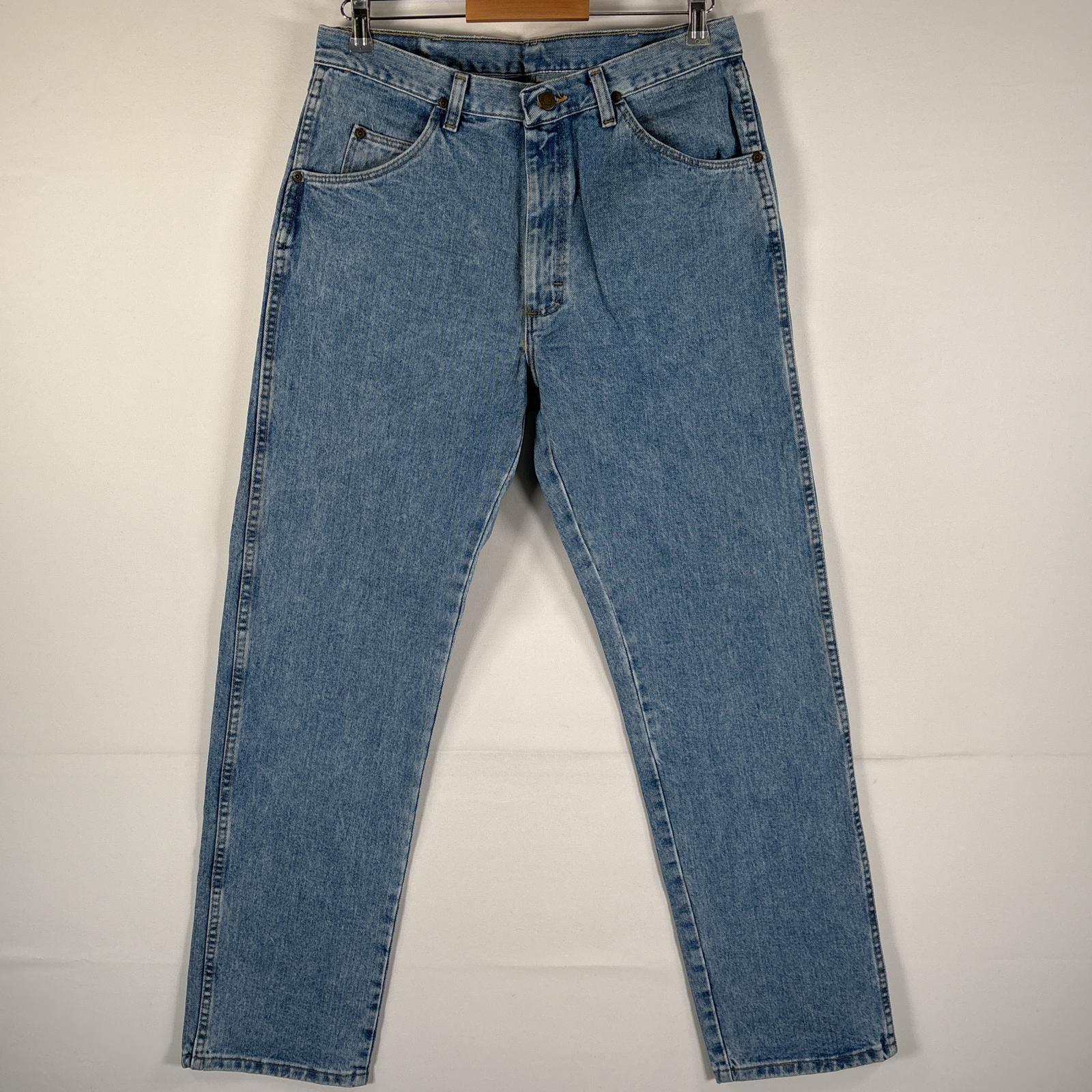 古着 ラングラー Wrangler デニムパンツ ブルーデニム ジーンズ ジーパン ストレート コインポケット w34 L32 アイスブルー メンズ 【中古】