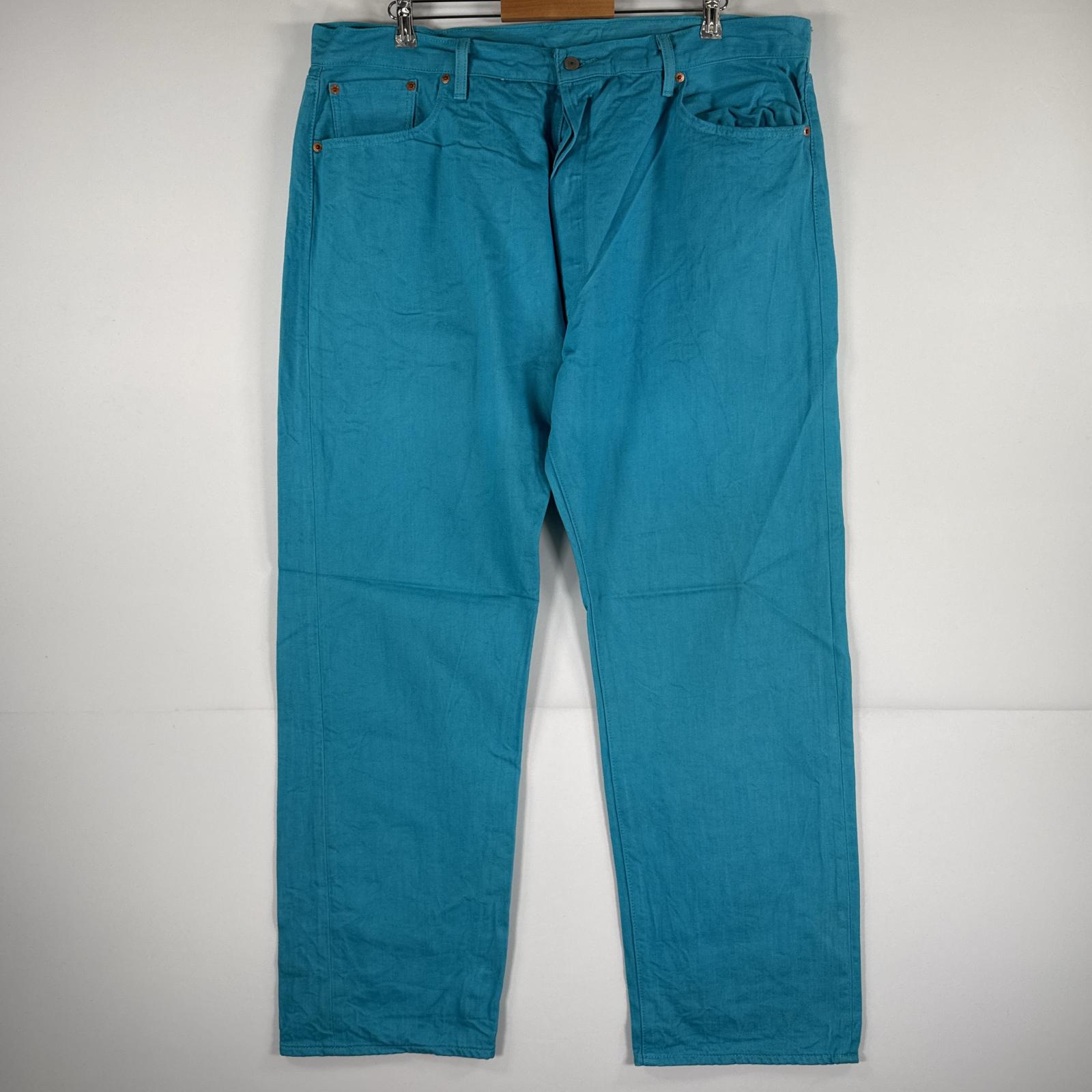 古着 リーバイス Levi's デニムパンツ 501 ジーパン ストレート 大きいサイズ ボタンフライ ビッグ カラーパンツ w44 L32 水色 メンズ 【中古】