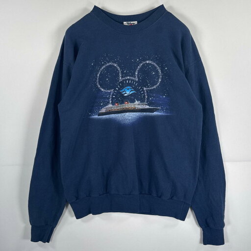 古着 90's/90年代 ディズニー Disney 長袖 スウェット クルーネック トレーナー プリント ミッキーマウス デザイン ネイビー メンズ 【中古】 古着 90's/90年代 ディズニー Disney 長袖 スウェット クルーネック トレーナー プリント ミッキーマウス デザイン ネイビー メンズ 【中古】