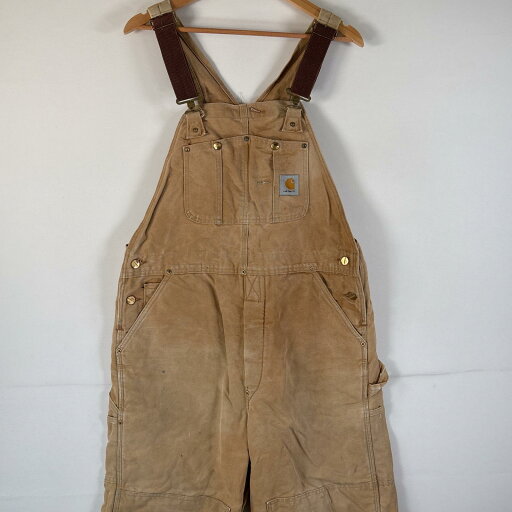 古着 カーハート Carhartt オーバーオール ダック ワンポイントロゴ 大きいサイズ ダブルニー ボタンフライ キャメル メンズ 【中古】 古着 カーハート Carhartt オーバーオール ダック ワンポイントロゴ 大きいサイズ ダブルニー ボタンフライ キャメル メンズ 【中古】