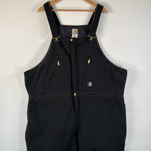 古着 カーハート Carhartt オーバーオール ダック ワンポイントロゴ ワーク ダブルニー 大きいサイズ 中綿 キルティングライナー w48 L30 ブラック メンズ 【中古】 古着 カーハート Carhartt オーバーオール ダック ワンポイントロゴ ワーク ダブルニー 大きいサイズ 中綿 キルティングライナー w48 L30 ブラック メンズ 【中古】