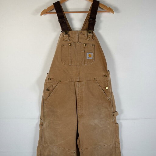 古着 カーハート Carhartt オーバーオール ダック ワンポイントロゴ ワーク ダブルニー ハンマーループ w34 L32 キャメル メンズ 【中古】 古着 カーハート Carhartt オーバーオール ダック ワンポイントロゴ ワーク ダブルニー ハンマーループ w34 L32 キャメル メンズ 【中古】