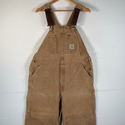 古着 00’s/00年代 カーハート Carhartt オーバーオール ダック ワーク ワンポイントロゴ サイドポケット ダブルニー 大きいサイズ w42 L30 キャメル メンズ 【中古】 古着 00’s/00年代 カーハート Carhartt オーバーオール ダック ワーク ワンポイントロゴ サイドポケット ダブルニー 大きいサイズ w42 L30 キャメル メンズ 【中古】