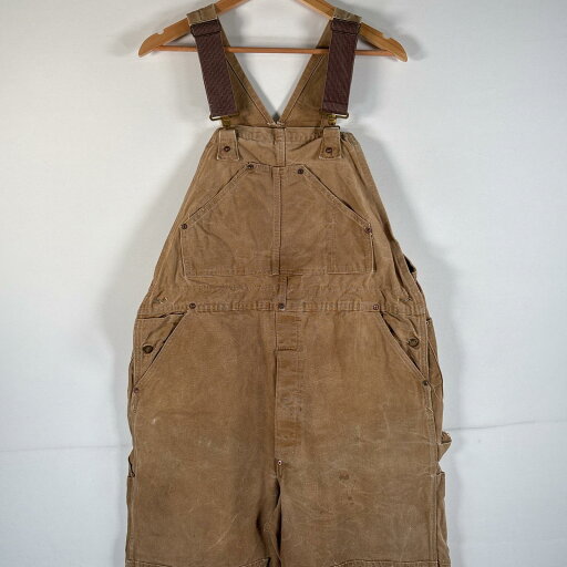 古着 70's/70年代 ヴィンテージ カーハート Carhartt オーバーオール ダック ワーク ワンポイントロゴ サイドポケット ダブルニー 大きいサイズ 山ポケット キャメル メンズ 【中古】 古着 70's/70年代 ヴィンテージ カーハート Carhartt オーバーオール ダック ワーク ワンポイントロゴ サイドポケット ダブルニー 大きいサイズ 山ポケット キャメル メンズ 【中古】