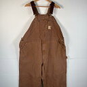 古着 00’s/00年代 カーハート Carhartt オーバーオール ダック ワーク ワンポイントロゴ サイドポケット 大きいサイズ ダブルニー w48 L3...