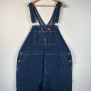 古着 ディッキーズ Dickies オーバーオール デニム ワーク ワンポイントロゴ 大きいサイズ ハンマーループ w48 L32 インディゴブルー メンズ 【...