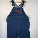 古着 ディッキーズ Dickies オーバーオール デニム ワーク ワンポイントロゴ 大きいサイズ ハンマーループ XXL インディゴブルー メンズ 【中古】
