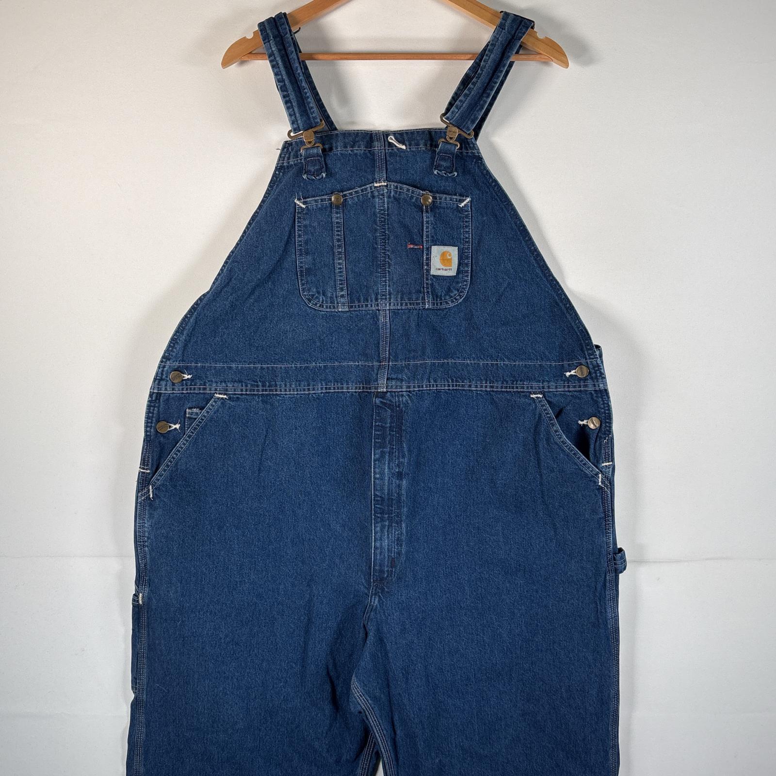 古着 00’s/00年代 カーハート Carhartt USA製 オーバーオール デニム ワーク ワンポイントロゴ 大きいサイズ ハンマーループ w48 L30 インディゴブルー メンズ 【中古】