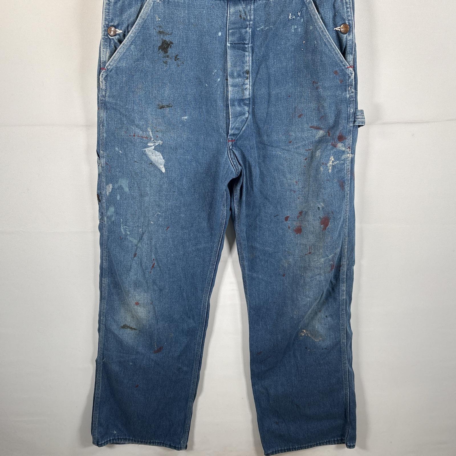 古着 70's/70年代 ヴィンテージ ビッグマック BIG MAC オーバーオール デニム ワーク ワンポイントロゴ ペインター ペイント ブルー系 メンズ 【中古】
