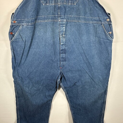 古着 ラウンドハウス ROUND HOUSE USA製 オーバーオール デニム ワーク ワンポイントロゴ 大きいサイズ ブルー系 メンズ 【中古】