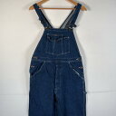 古着 80's/80年代 ヴィンテージ ラングラー Wrangler オーバーオール デニム ワーク ワンポイントロゴ 42タロン インディゴブルー メンズ 【...