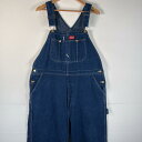 古着 ディッキーズ Dickies USA製 オーバーオール デニム ワーク ワンポイントロゴ ペインター 大きいサイズ ボタンフライ w42 L30 インディ...