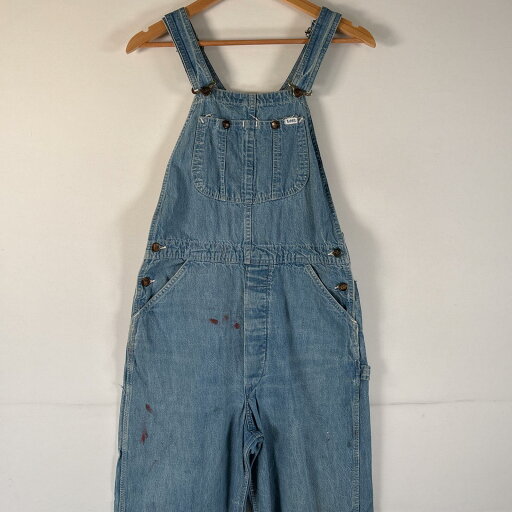 古着 80's/80年代 ヴィンテージ リー Lee USA製 オーバーオール デニム ワーク ワンポイントロゴ ペインター 大きいサイズ ブルー系 メンズ 【中古】 古着 80's/80年代 ヴィンテージ リー Lee USA製 オーバーオール デニム ワーク ワンポイントロゴ ペインター 大きいサイズ ブルー系 メンズ 【中古】