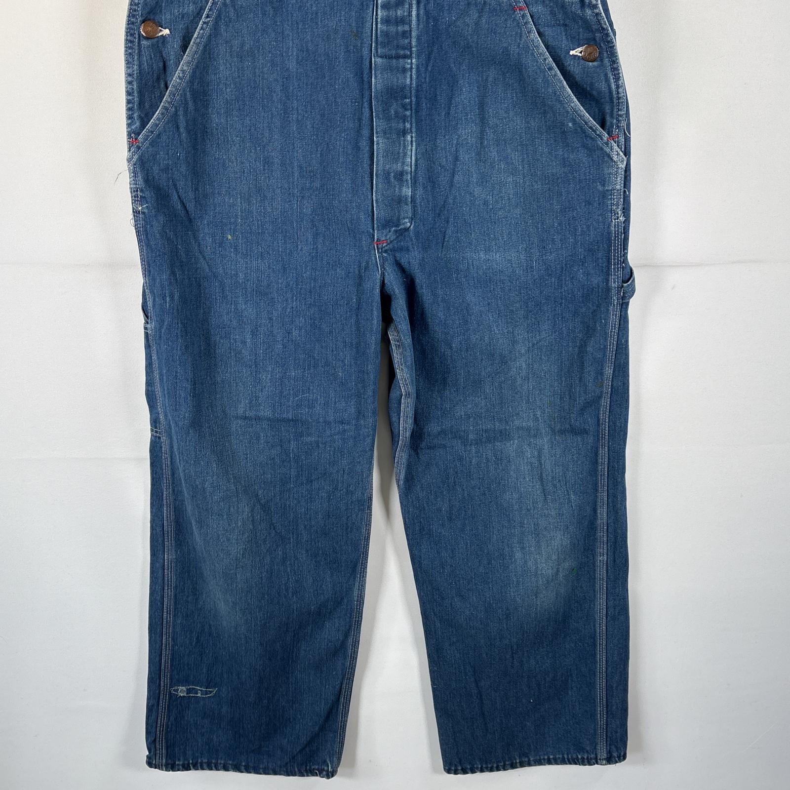 古着 70's/70年代 ヴィンテージ ビッグマック BIG MAC オーバーオール デニム ワーク ワンポイントロゴ ペインター Square Bak ブルー系 メンズ 【中古】