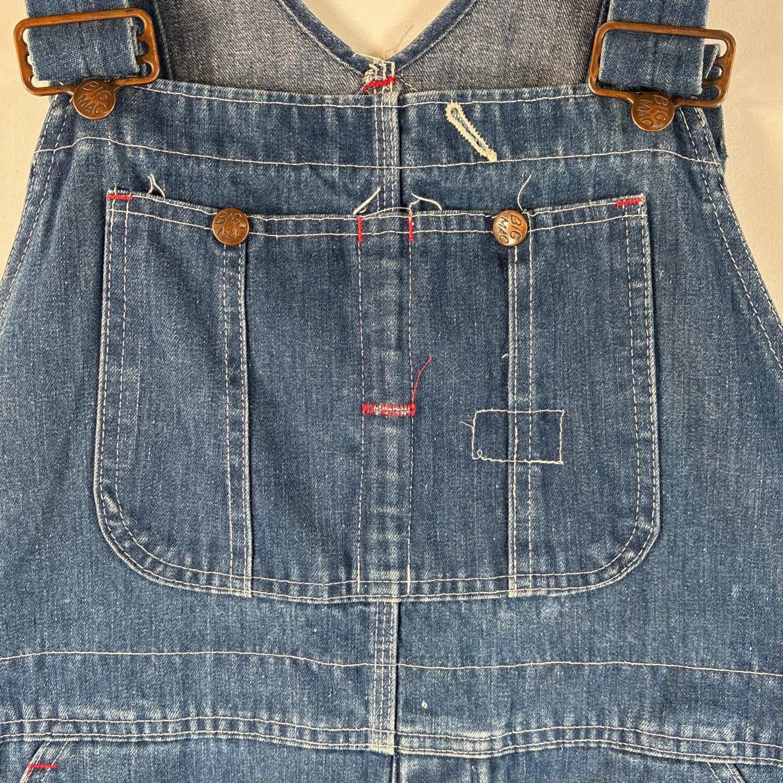 古着 70's/70年代 ヴィンテージ ビッグマック BIG MAC オーバーオール デニム ワーク ワンポイントロゴ ペインター Square Bak ブルー系 メンズ 【中古】