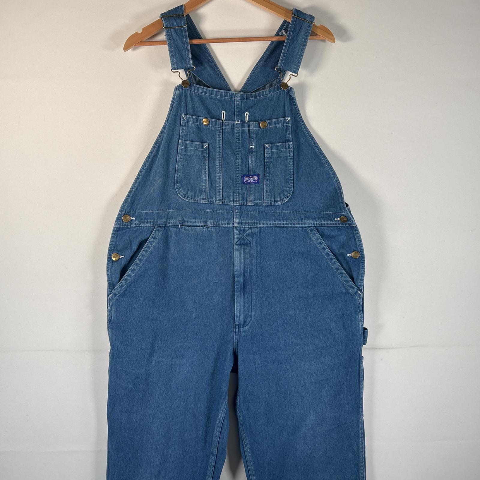 古着 ビッグスミス Big Smith オーバーオール デニム ワーク ワンポイントロゴ ペインター 大きいサイズ 作業者 w38 L30 ブルー系 メンズ 【中古】