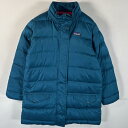 古着 パタゴニア patagonia ダウンジャケット ワンポイントロゴ フルジップ ダックダウン 2016年 ポケット S 7ー8 ブルー系 キッズ 【中古】