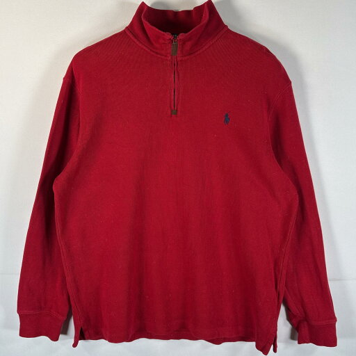 古着 ポロ・ラルフローレン POLO RALPH LAUREN スウェット ハーフジップ ワンポイントロゴ刺繍 トレーナー ニット L レッド メンズ 【中古】 古着 ポロ・ラルフローレン POLO RALPH LAUREN スウェット ハーフジップ ワンポイントロゴ刺繍 トレーナー ニット L レッド メンズ 【中古】