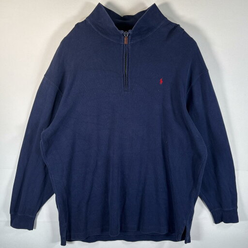 古着 ポロバイラルフローレン Polo by Ralph Lauren スウェット ハーフジップ ニット 大きいサイズ 2XL BIG ネイビー メンズ 【中古】 古着 ポロバイラルフローレン Polo by Ralph Lauren スウェット ハーフジップ ニット 大きいサイズ 2XL BIG ネイビー メンズ 【中古】