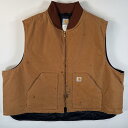 古着 カーハート Carhartt ダック ベスト ワンポイントロゴ ワーク 大きいサイズ 中綿キルティング XXXXXL キャメル メンズ 【中古】
