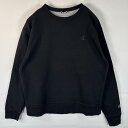 古着 チャンピオン Champion スウェット トレーナー クルーネック ワンポイントロゴ刺繍 L ブラック メンズ 【中古】