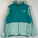 古着 ザ・ノースフェイス THE NORTH FACE フルジップフリースジャケット デナリ ツートン ワンポイント ポーラテック XL グリーン系 キッズ 【中古】(4)
