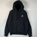 古着 ナイキ NIKE パーカー ワンポイントロゴ刺繍 プルオーバー フーディ マフポケット M ブラック メンズ 【中古】