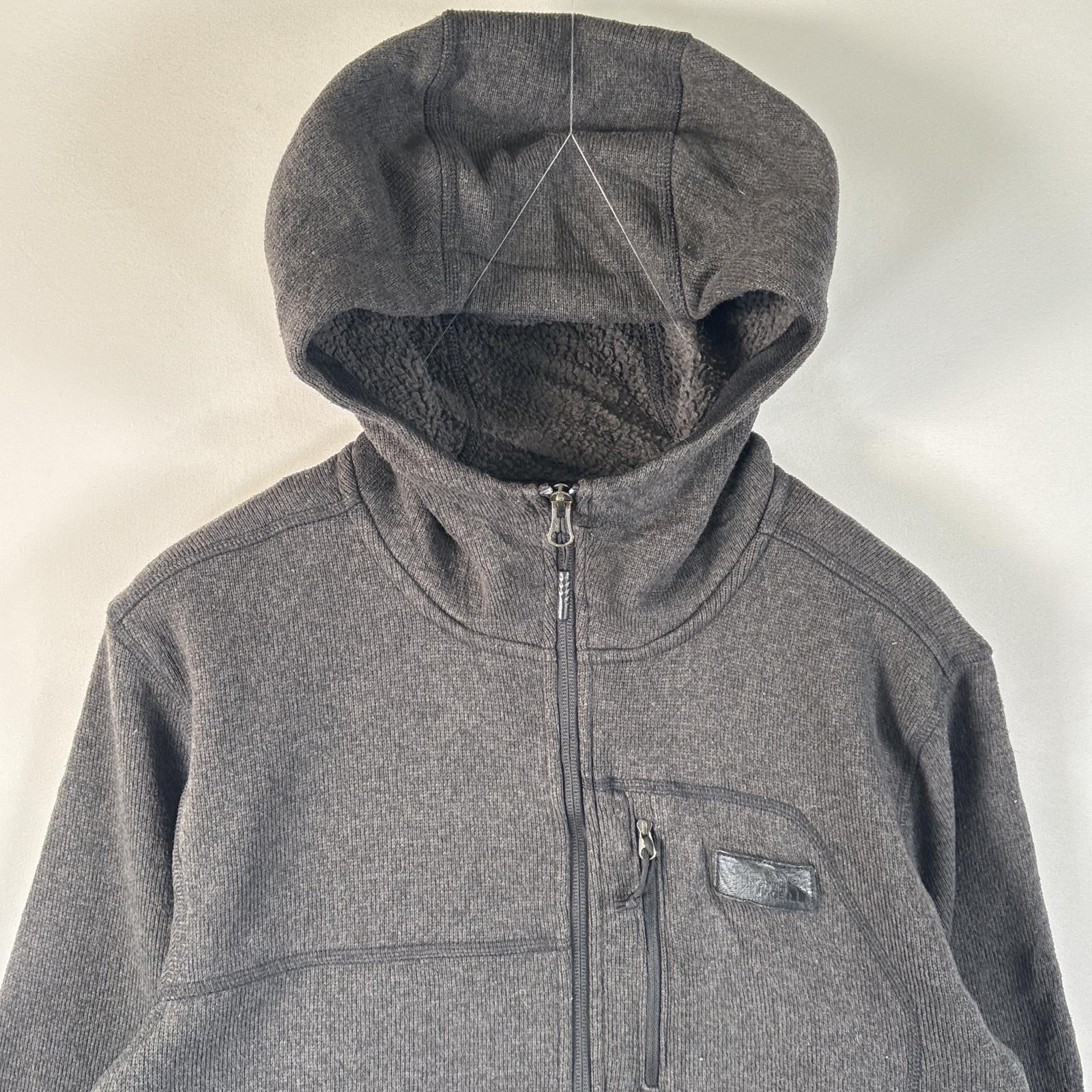 古着 ザ・ノースフェイス THE NORTH FACE フルジップフリースジャケット パーカー ワンポイントロゴ 裏地ボア フーディ M ダークグレー系 メンズ 【中古】