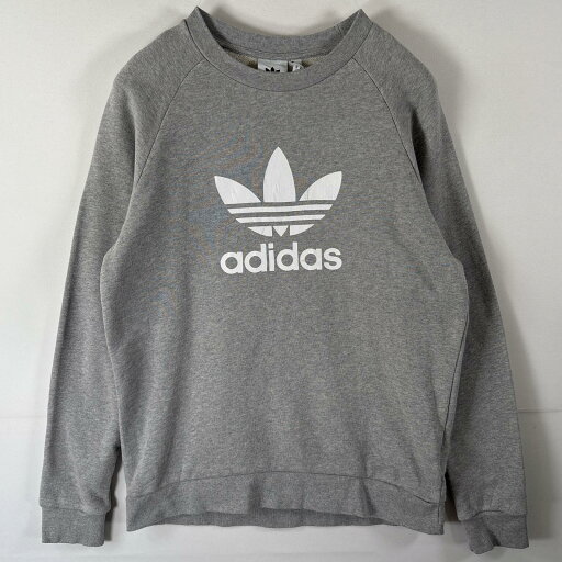 古着 アディダス adidas スウェット トレーナー クルーネック ラグラン トレフォイルロゴ ビッグプリント M グレー メンズ 【中古】 古着 アディダス adidas スウェット トレーナー クルーネック ラグラン トレフォイルロゴ ビッグプリント M グレー メンズ 【中古】