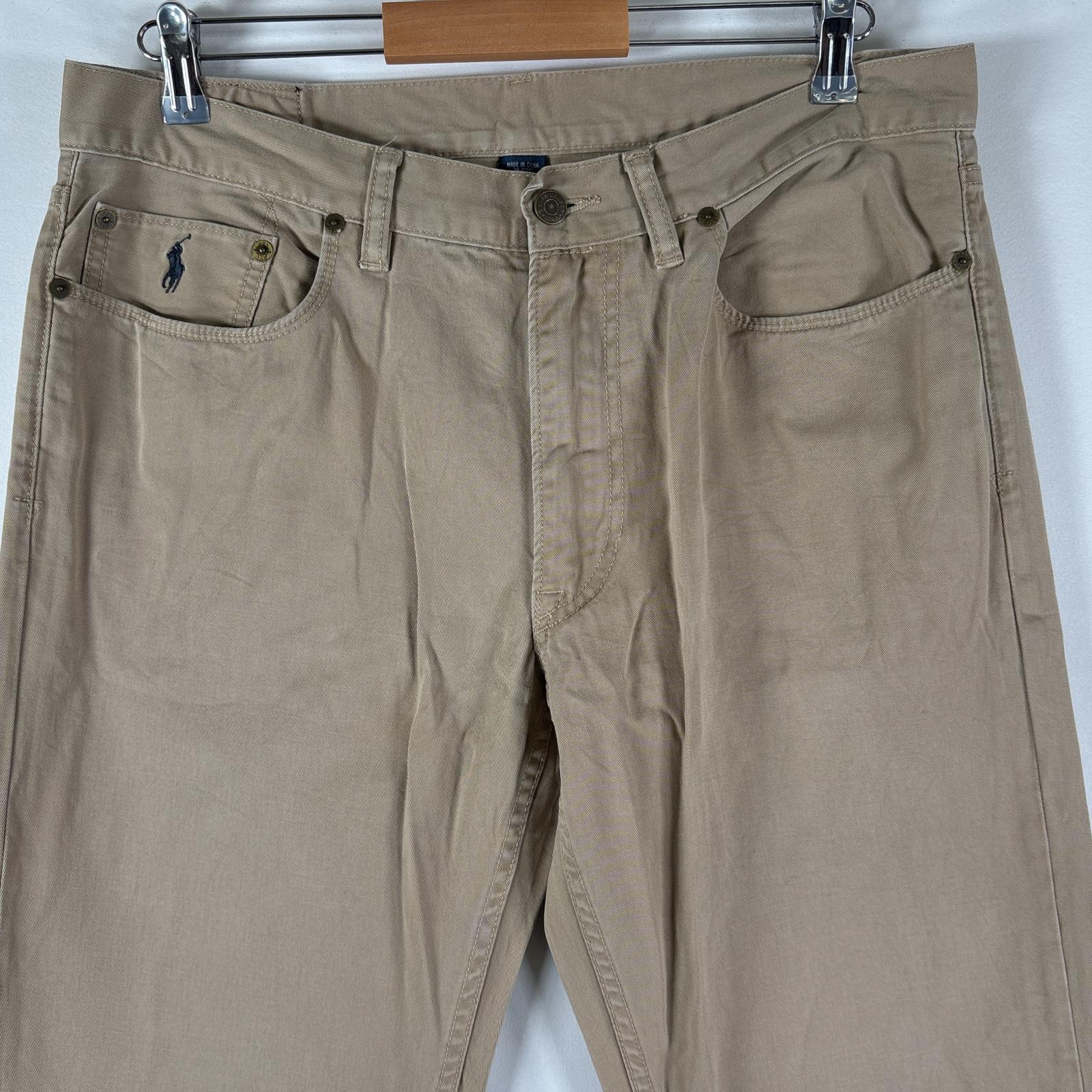 古着 ポロ・ラルフローレン POLO RALPH LAUREN チノパンツ 長ズボン ボトムス ワンポイントロゴ刺繍 w34 L30 ベージュ メンズ 【中古】