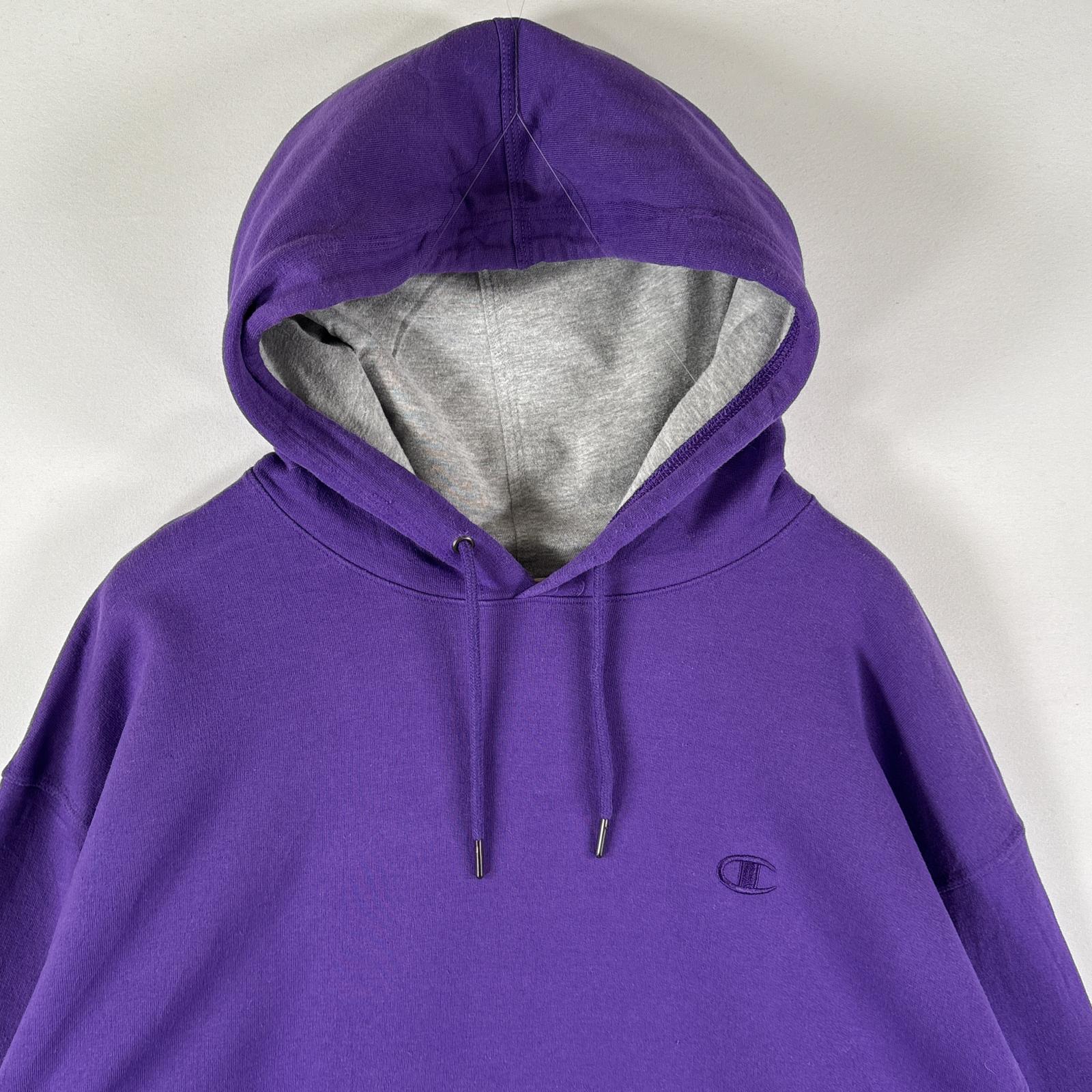 古着 チャンピオン Champion パーカー スウェット ワンポイントロゴ刺繍 大きいサイズ プルオーバー フーディ XXL パープル メンズ 【中古】