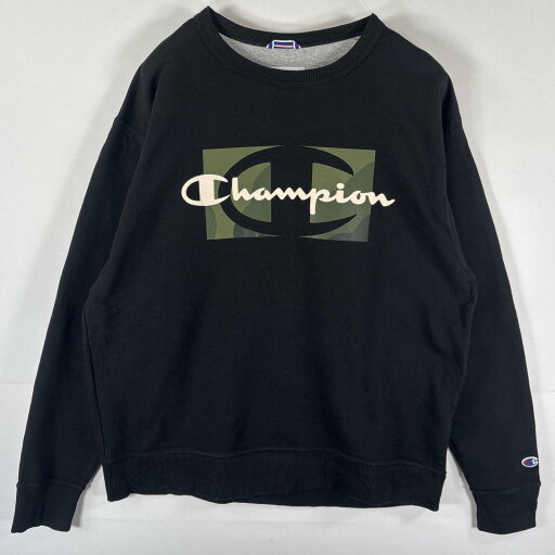 古着 チャンピオン Champion スウェット トレーナー 大きいサイズ ビッグロゴプリント クルーネック プルオーバー XL ブラック メンズ 【中古】 古着 チャンピオン Champion スウェット トレーナー 大きいサイズ ビッグロゴプリント クルーネック プルオーバー XL ブラック メンズ 【中古】