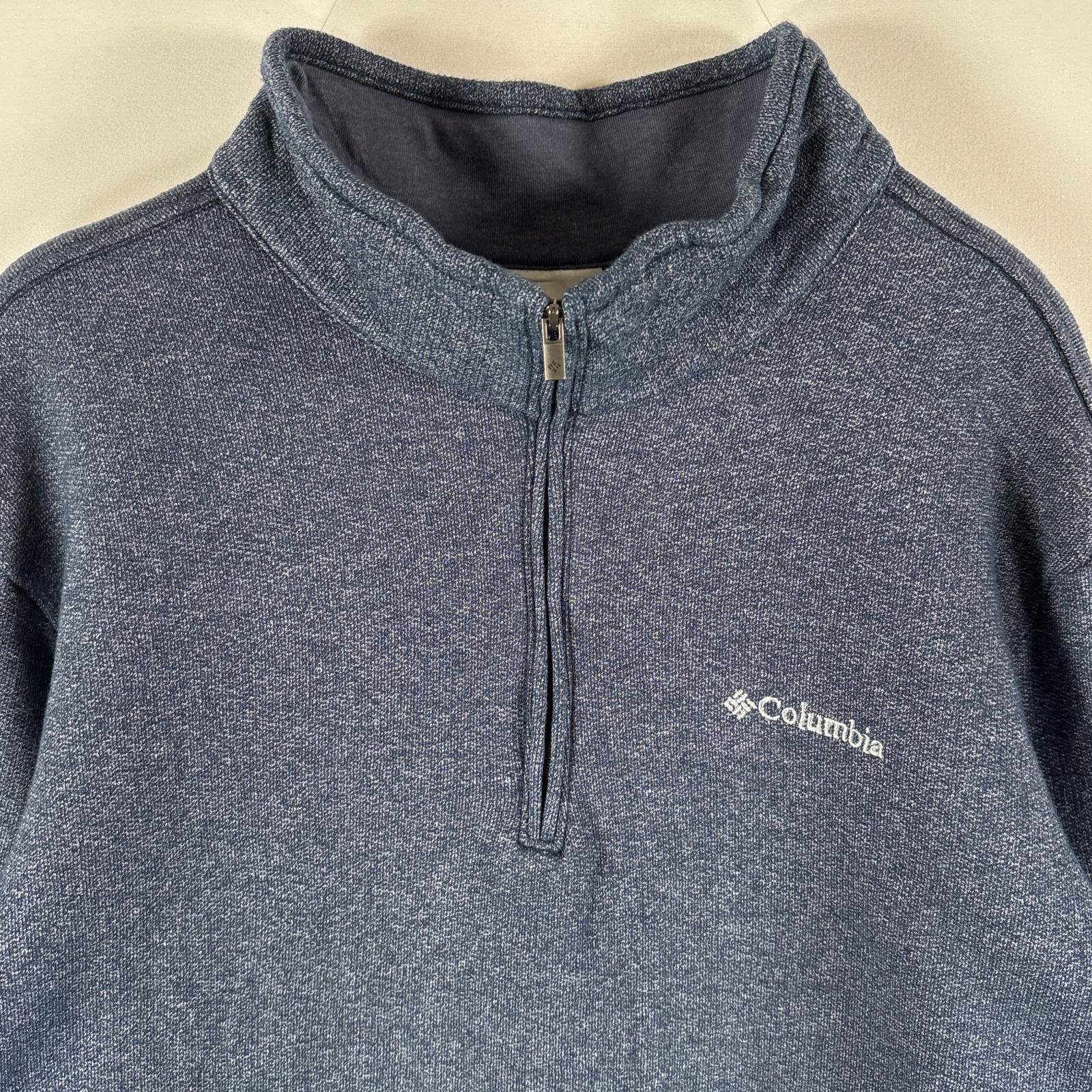 古着 コロンビア Columbia フリースニット ハーフジップ プルオーバー 大きいサイズ ワンポイントロゴ刺繍 XL ブルー系 メンズ 【中古】