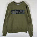 古着 チャンピオン Champion スウェット トレーナー プルオーバー カモフラ クルーネック ビッグロゴプリント ワッペン M グリーン系 メンズ 【中古】(4)