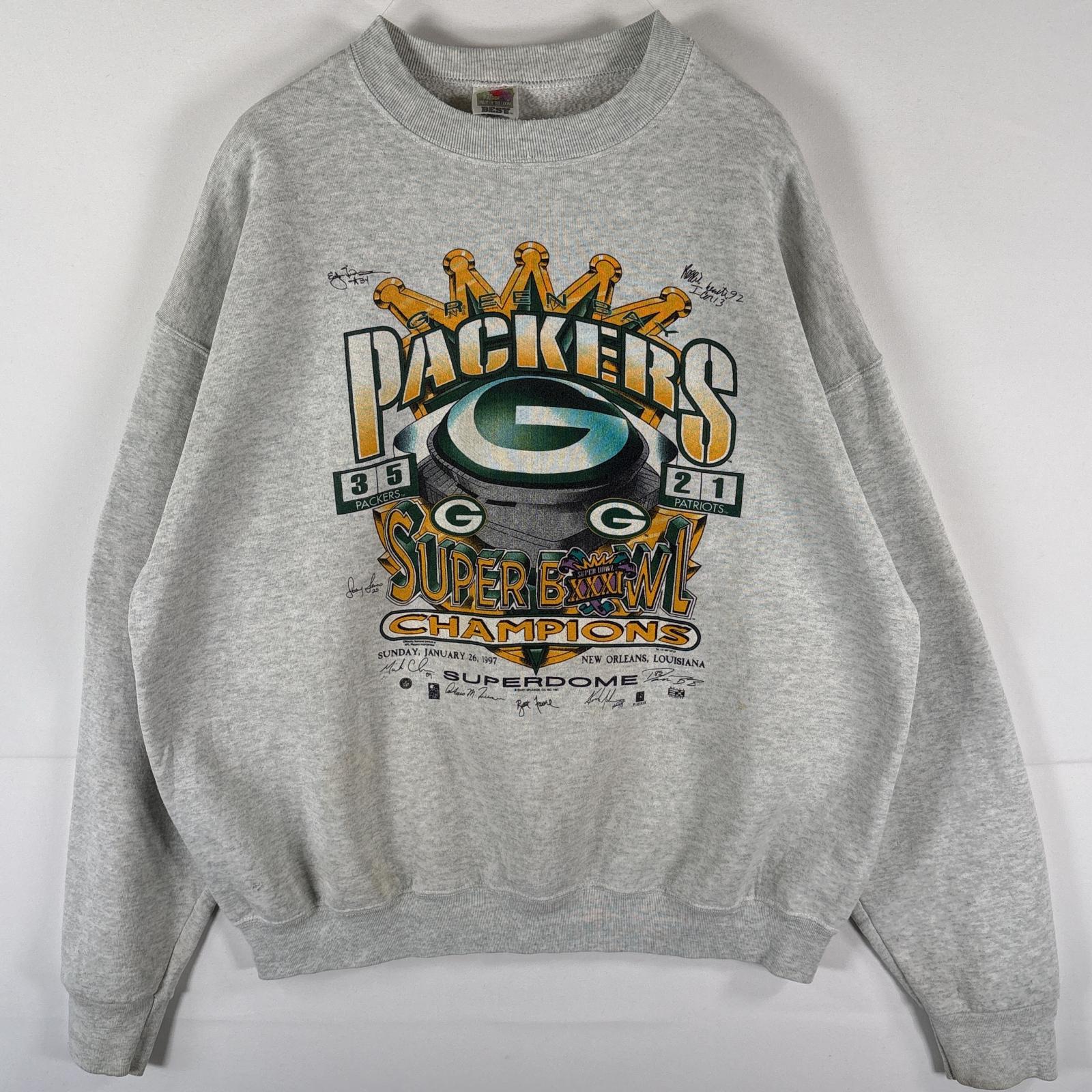古着 90's/90年代 フルーツオブザルーム FRUIT OF THE LOOM USA製 スウェット トレーナー プルオーバー パッカーズ NFL 大きいサイズ XXL グレー メンズ 【中古】