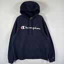 古着 チャンピオン Champion パーカー プルオーバー フーディ スウェット ビッグロゴプリント 大きいサイズ XL ネイビー メンズ 【中古】(4)