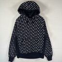 古着 チャンピオン Champion パーカー リバースウィーブ プルオーバー フーディ スウェット プリントロゴ MEDIUM ネイビー 総柄 メンズ 【中古】(4)