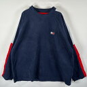 古着 90's/90年代 トミージーンズ TOMMY JEANS フリーストレーナー 大きいサイズ ロゴワッペン マルチカラー XXL ネイビー メンズ 【中古】
