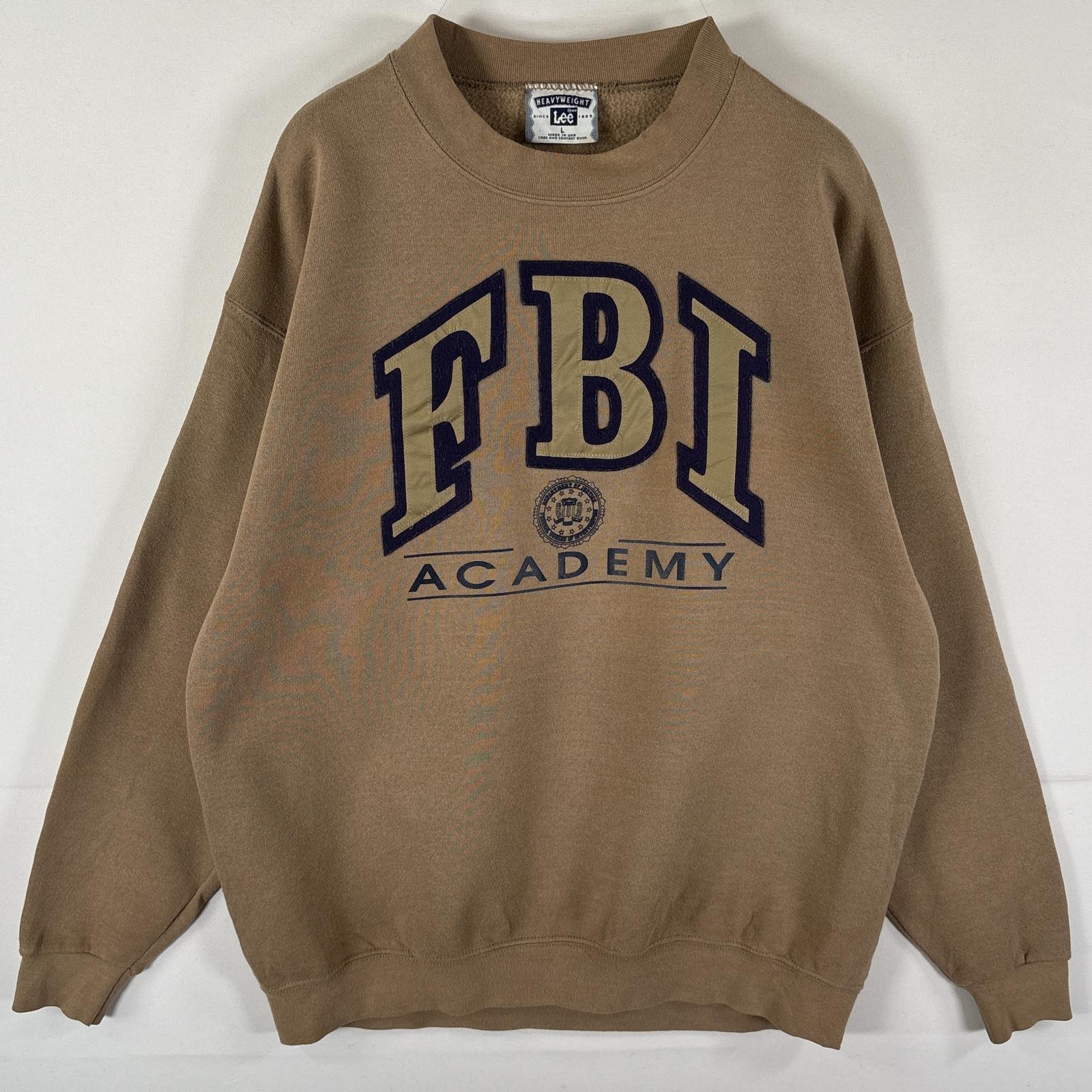 古着 90's/90年代 リー Lee USA製 スウェット トレーナー クルーネック プルオーバー FBI カレッジロゴ L ベージュ系 メンズ 【中古】