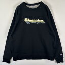 古着 チャンピオン Champion スウェット トレーナー クルーネック プルオーバー ビッグロゴプリント 大きいサイズ ブラック メンズ 【中古】(4)