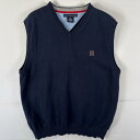 古着 トミーヒルフィガー TOMMY HILFIGER ニットベスト 旧ロゴ Vネック 大きいサイズ ワンポイントロゴ刺繍 XXL ネイビー メンズ 【中古】(4)