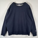 古着 チャンピオン Champion スウェット トレーナー 大きいサイズ ワンポイントロゴ クルーネック プルオーバー XXL ネイビー メンズ 【中古】(4)