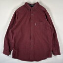 古着 ウールリッチ WOOLRICH 長袖シャツ ボタンダウン ワンポイントロゴ 大きいサイズ XL バーガンディ 無地 メンズ 【中古】