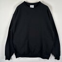 古着 チャンピオン Champion スウェット トレーナー 目なし 大きいサイズ クルーネック プルオーバー ワッペン XL ブラック 無地 メンズ 【中古】