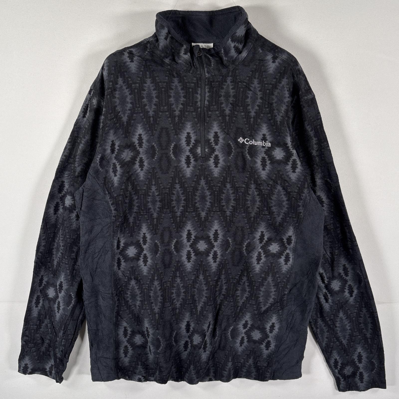 古着 コロンビア Columbia フリーストレーナー ハーフジップ ネイティブ柄 ワンポイントロゴ アウトドア M ブラック メンズ 【中古】